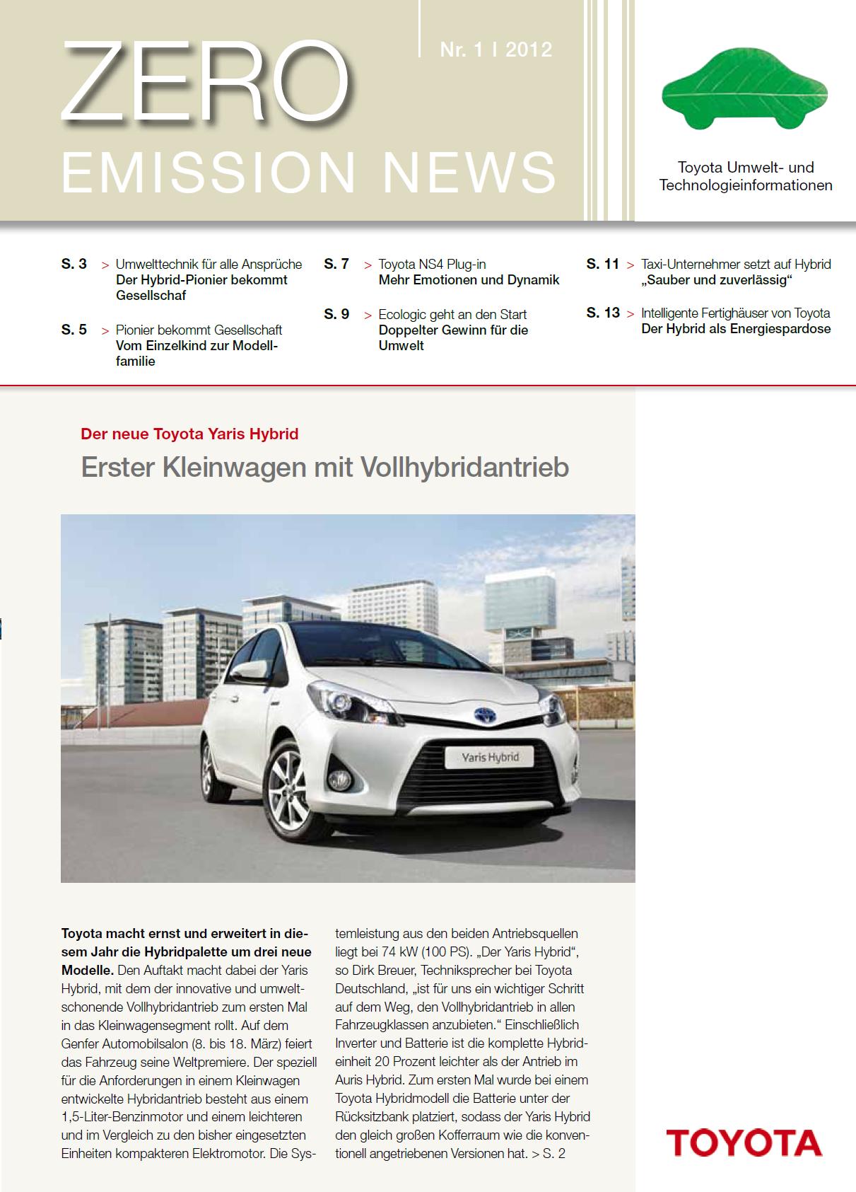 Erste Ausgabe 2012 der Zero Emission News