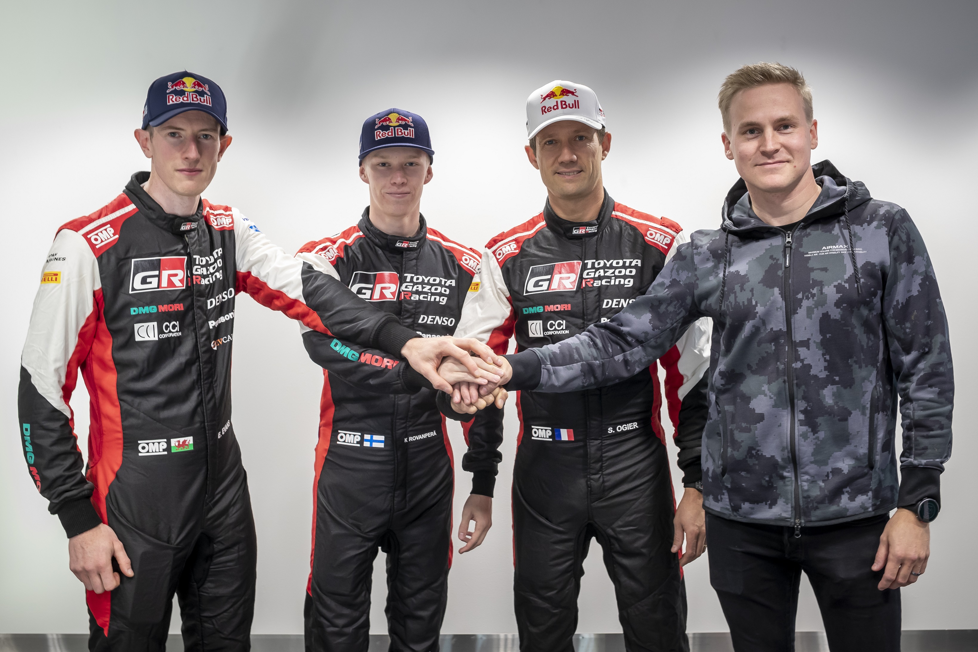 von links nach rechts: Elfyn Evans, Kalle Rovanperä, Sébastien Ogier, Esapekka Lappi