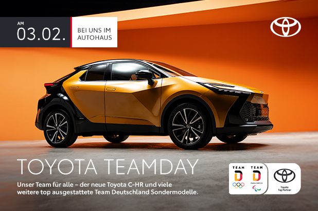 Toyota C-HR feiert Premiere im Handel<br>
Sportlich-buntes Rahmenprogramm am Toyota Teamday 