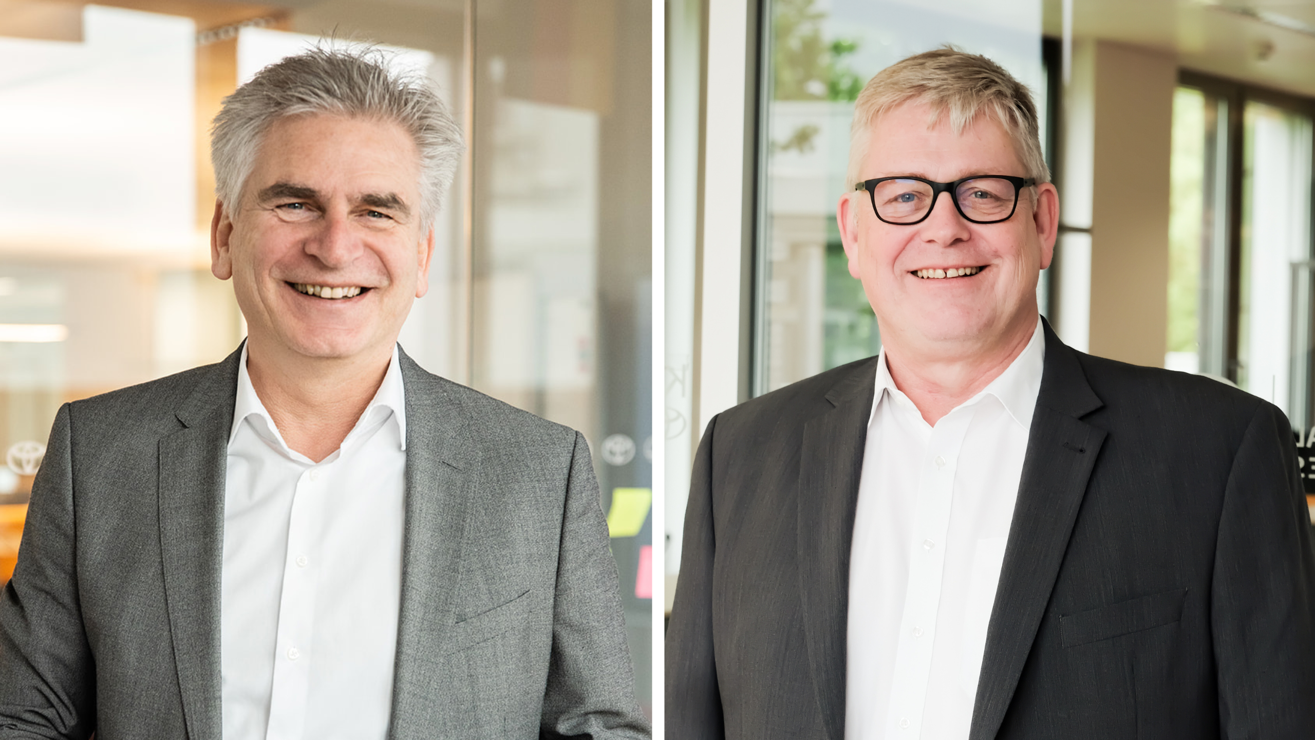 Toyota Kreditbank erweitert Geschäftsführung <br>
Holger Jeromin und Andreas Roterberg zum 4. Juni 2024 zu stellvertretenden Geschäftsführern bestellt<br>
von links: Holger Jeromin, Andreas Roterberg