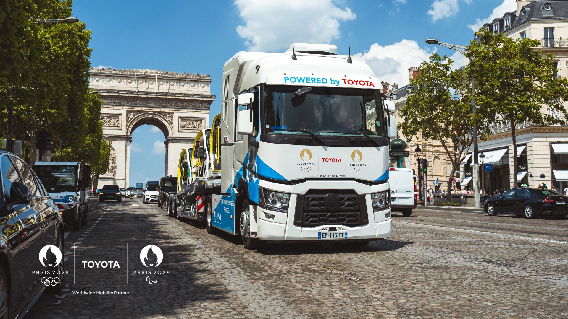 Transport elektrifizierter APM (Accessible People Mover) auf einem wasserstoffbetriebenen Lkw