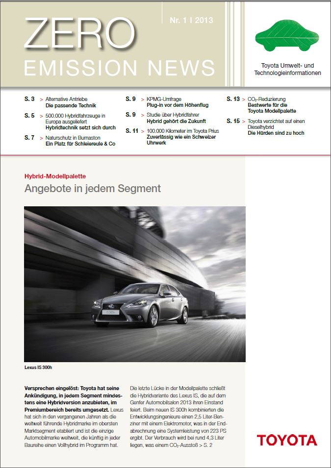 Erste Ausgabe 2013 der Zero Emission News