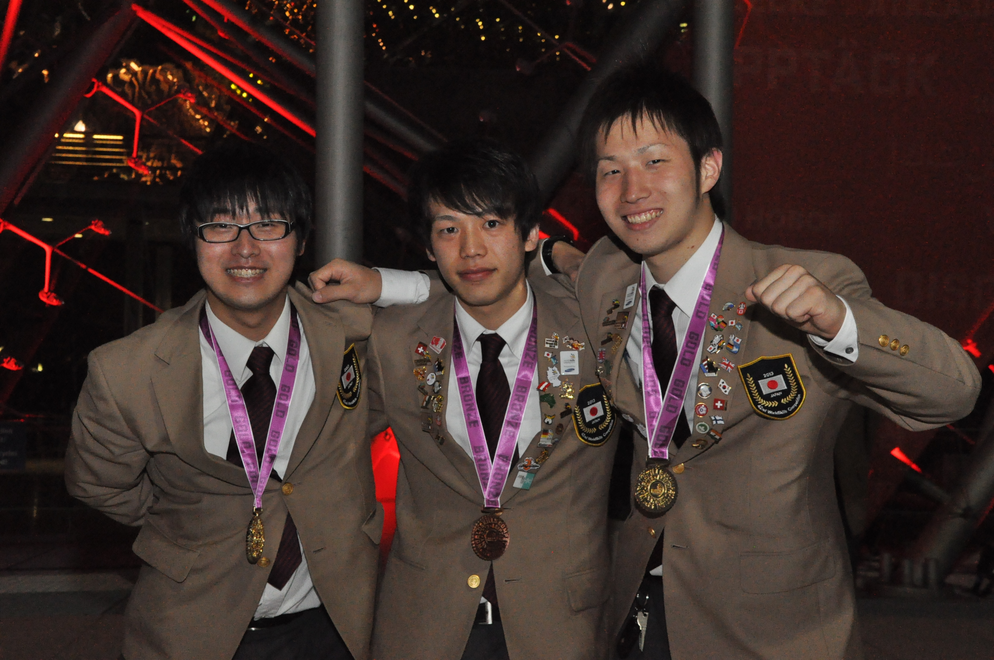 Drei der insgesamt sechs Medaillengewinner (v.l.n.r.): Takuya Nishide, Yusuke Ishii und Yasuo Yamada