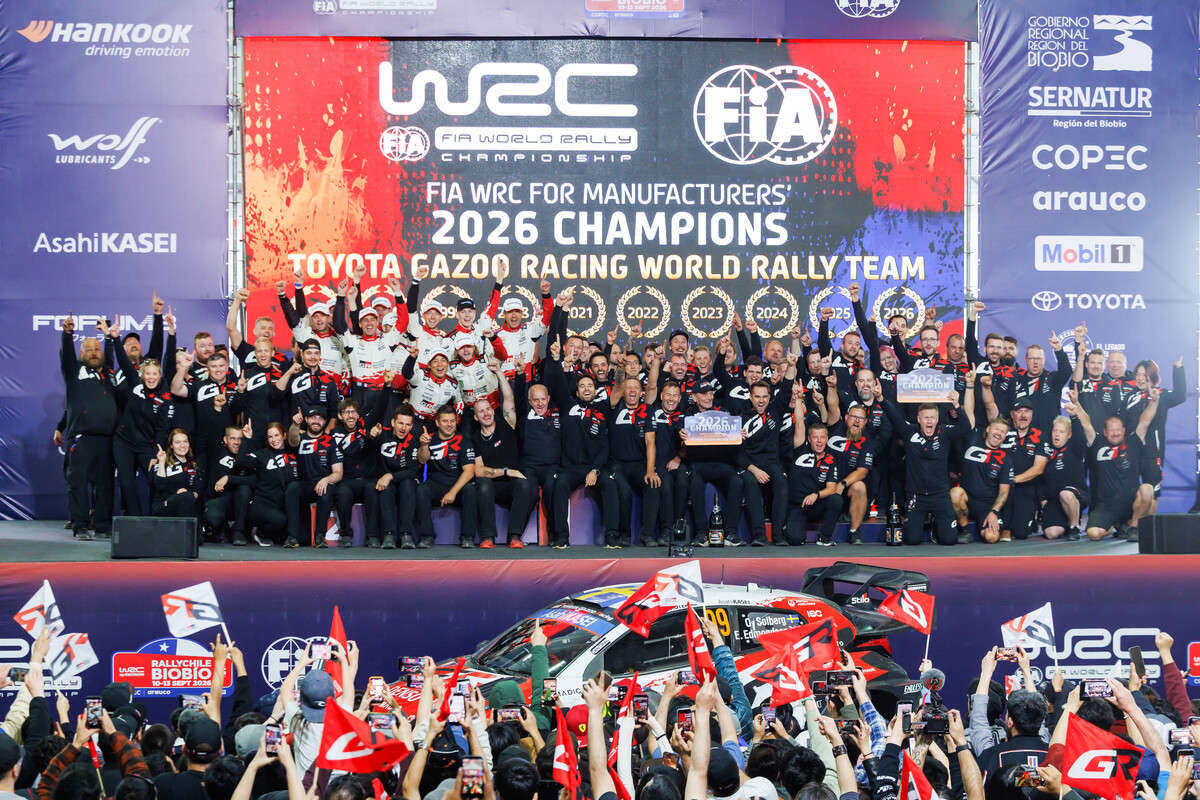 Toyota Gazoo Racing gewinnt sechsten WRC-Herstellertitel in Folge<br>
Doppelsieg bei der Rallye Chile sichert vorzeitig die Konstrukteurs-Weltmeisterschaft 2026